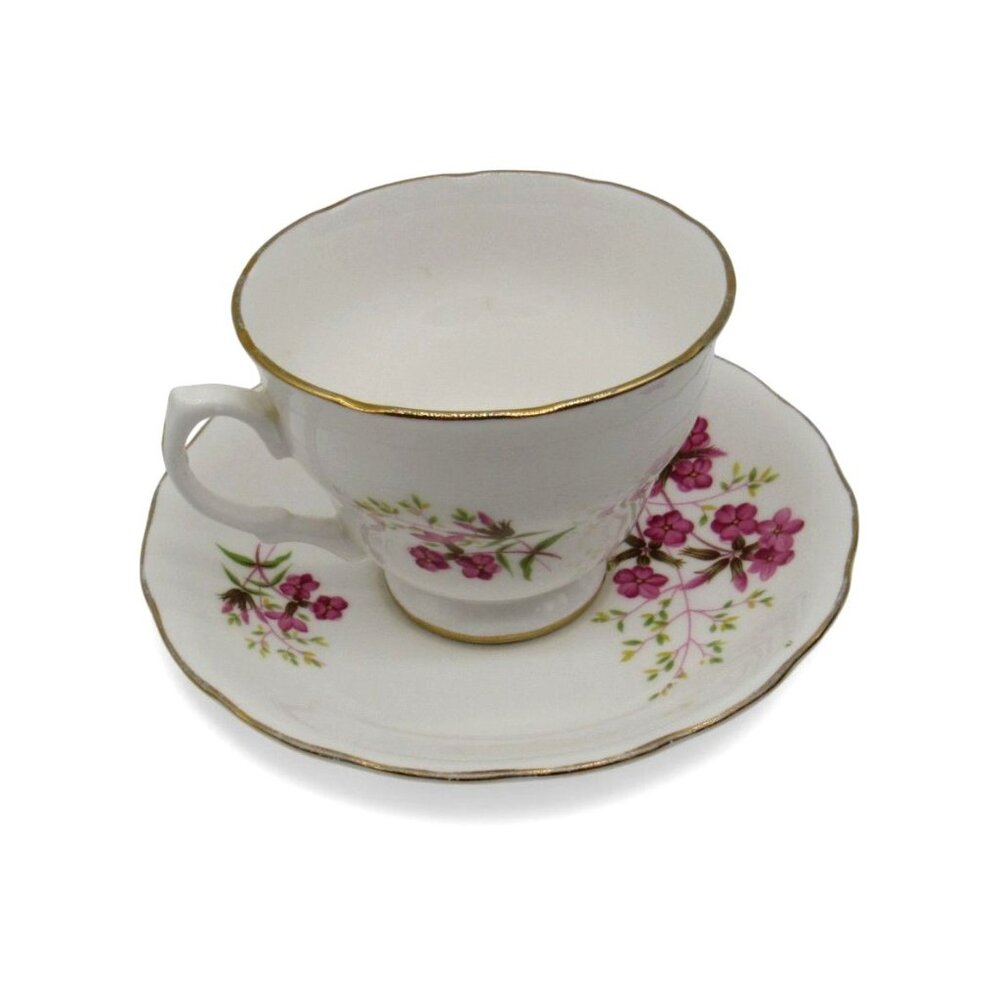 Royal Vale Tea Cup and Saucer Pink Floral 60s Vintage